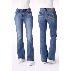 BKE Parker Bootcut Jeans Women’s 28x31.5 Medium Wash Distressed Stretch